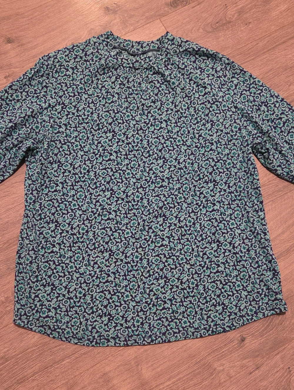 Lands End Cotton Floral Long Sleeve Shirt